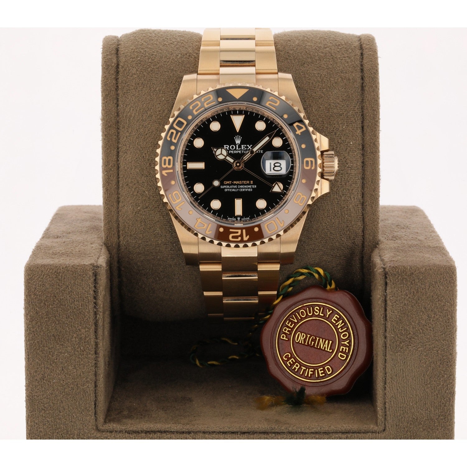 キャメル 栃木レザー 編み マジェステ Rolex GMT Master II Everose Chocolate Ceramic 126715chnr - Beverly