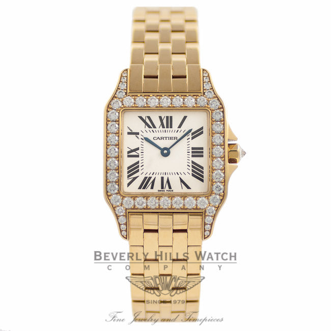 Cartier Santos Large Demoiselle Diamond Bezel 18K Yellow Gold