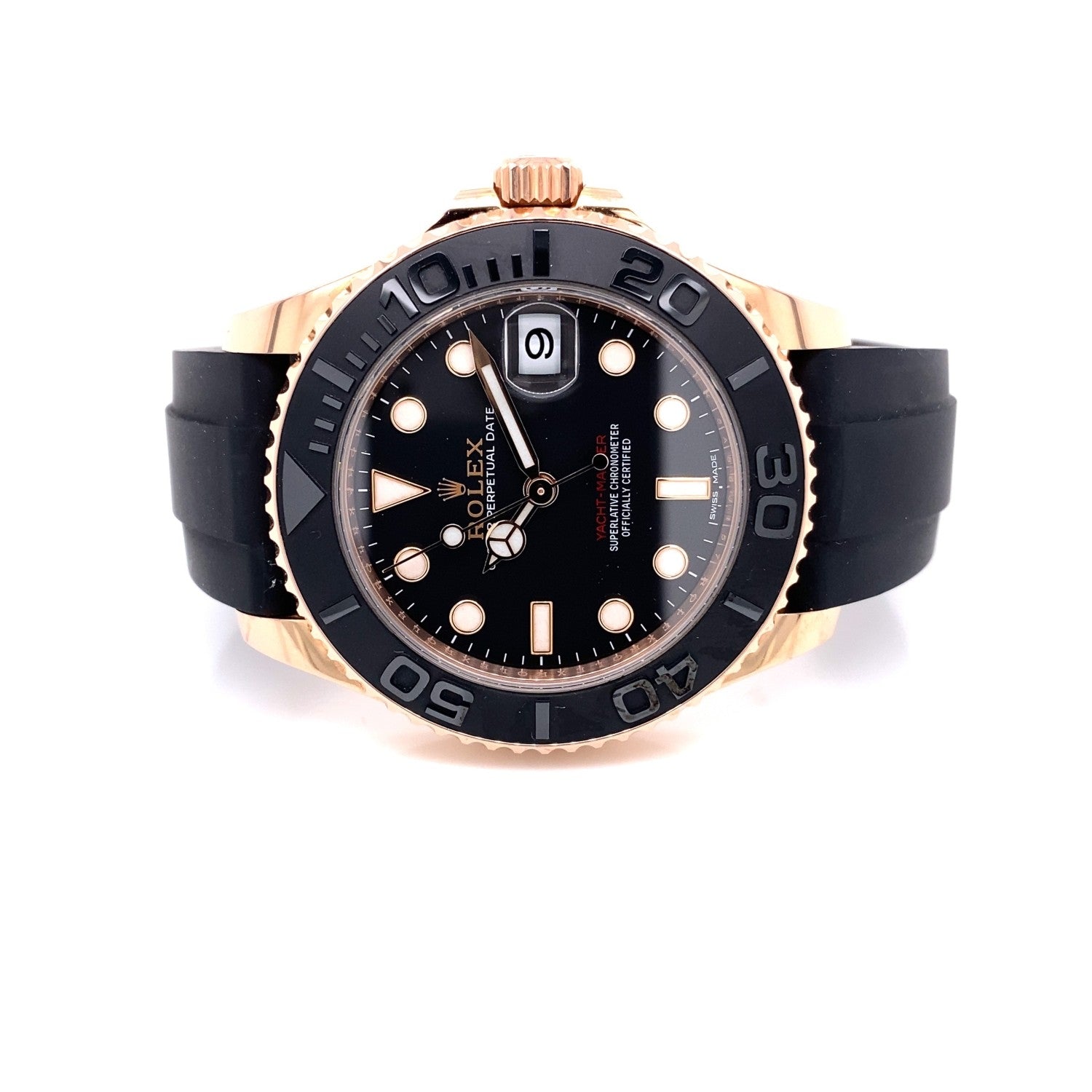 Rolex Yacht-Master 37mm Everose Black Dial Rubber Strap 268655