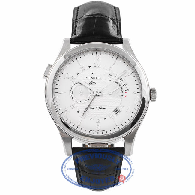 Zenith Grand Class Elite Dual Time 44MM Stainless Steel Silver