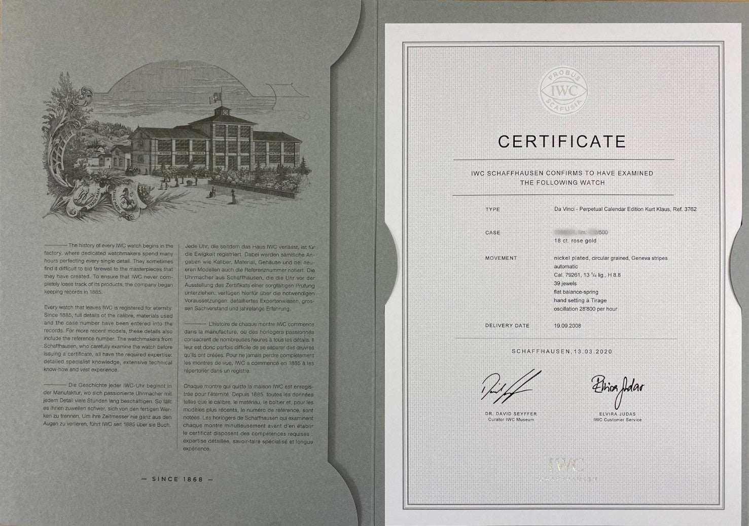 IWC Da Vinci Perpetual Calendar Kurt Klaus Rose Gold IW376203 012F87 - Beverly Hills Watch Company