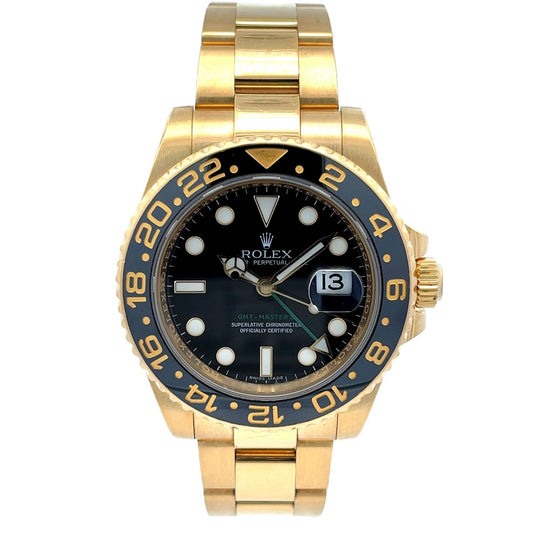 Rolex GMT Master II Yellow Gold Ceramic 116718LN - Beverly Hills Watch Company