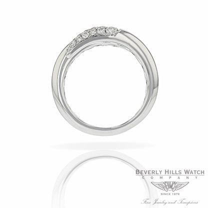 Naira & C 18k White Gold Crossover Diamonds Ring RD-R256-3286/R E912UE - Beverly Hills Jewelry Store