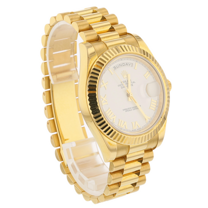 Rolex Day-Date II President 41mm Yellow Gold Fluted Bezel 218238