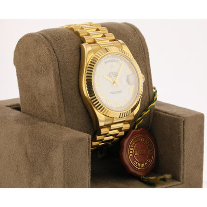 Rolex Day-Date II President 41mm Yellow Gold Fluted Bezel 218238