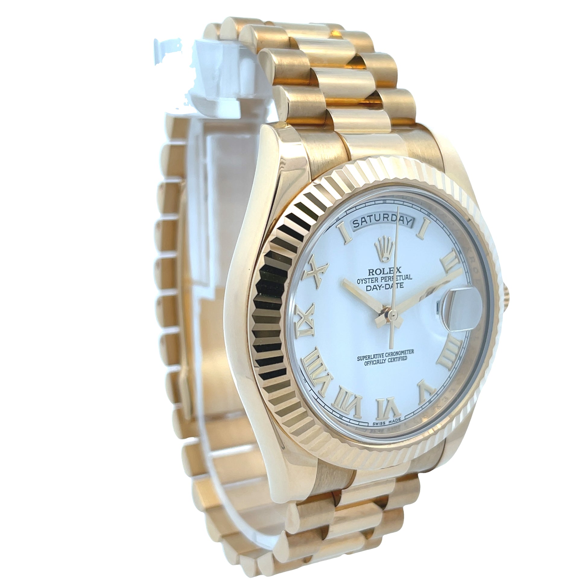 Rolex Day-Date II President Yellow Gold Fluted Bezel 218238 - Beverly Hills Watch Company