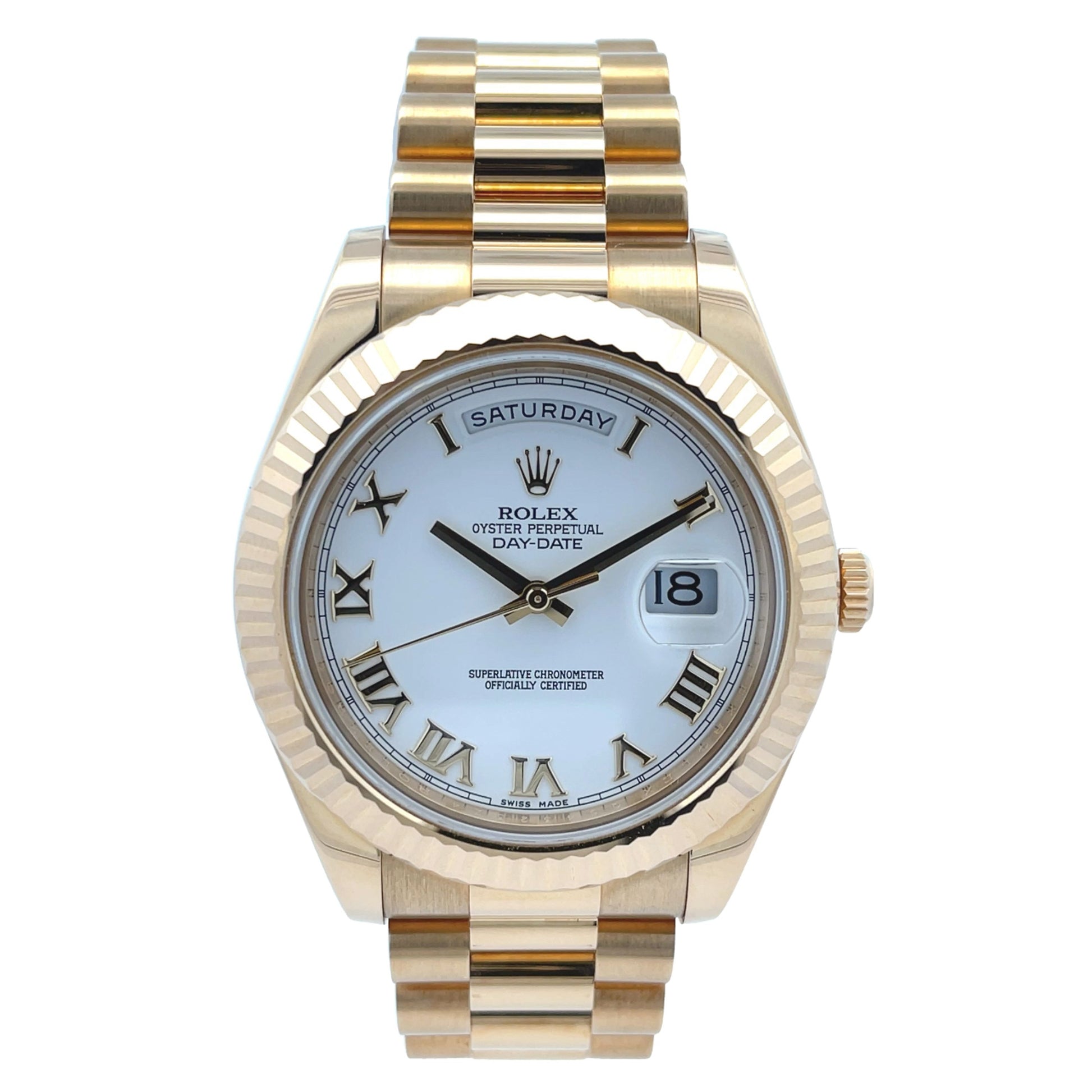 Rolex Day-Date II President Yellow Gold Fluted Bezel 218238 - Beverly Hills Watch Company