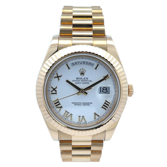 Rolex Day-Date II President Yellow Gold Fluted Bezel 218238 - Beverly Hills Watch Company