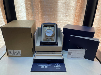 Panerai Luminor Chronograph 44mm Stainless Steel White Dial PAM01548 - Beverly Hills Watch Company