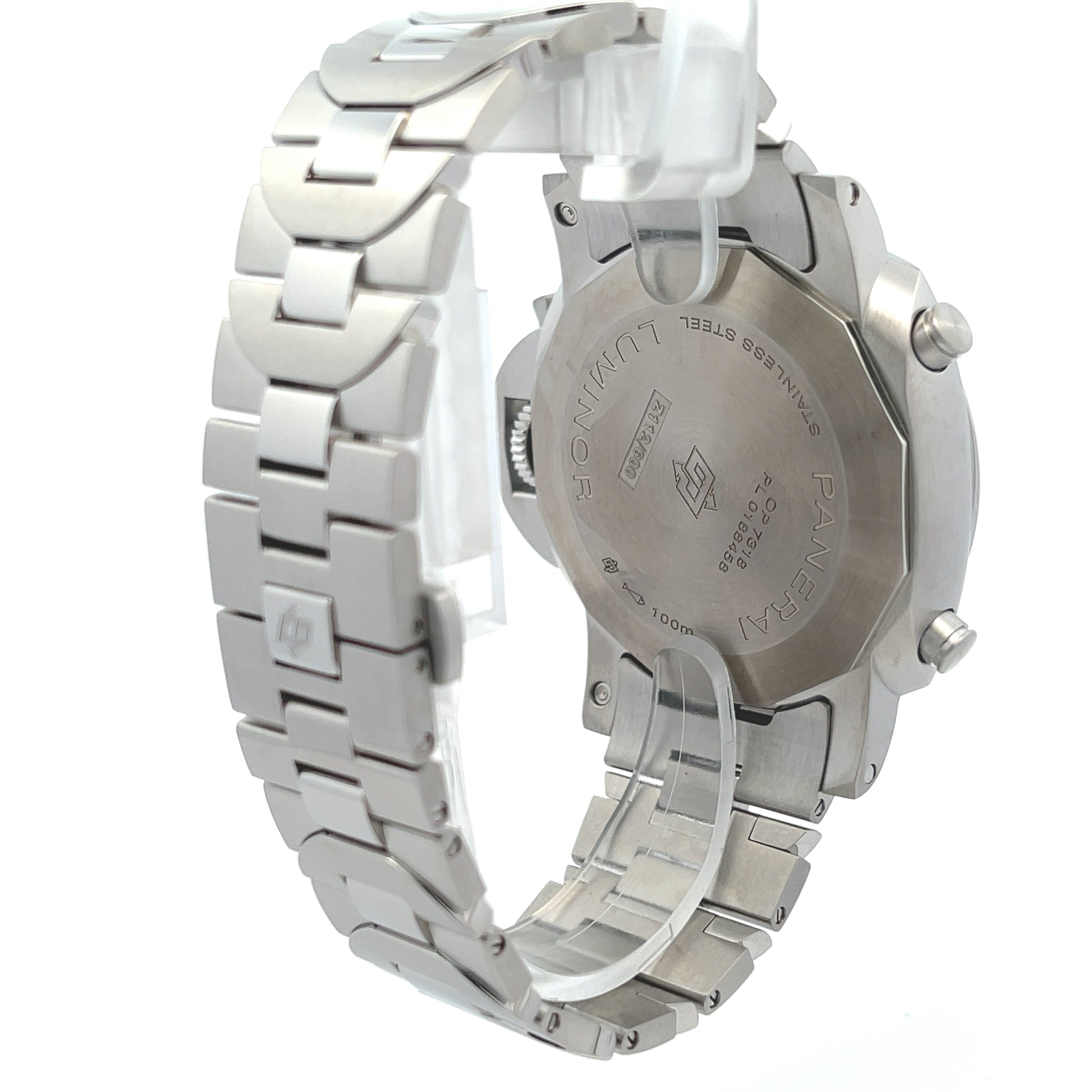 Panerai Luminor Chronograph 44mm Stainless Steel White Dial PAM01548 - Beverly Hills Watch Company