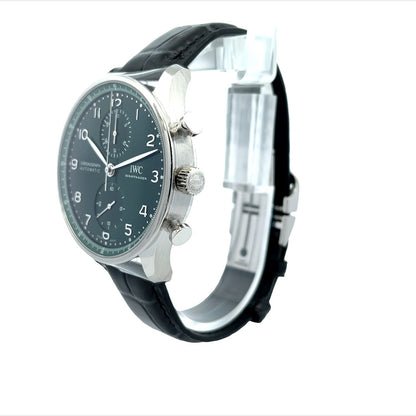 IWC Portugieser Stainless Steel Chronograph Green IW371615 - Beverly Hills Watch Company