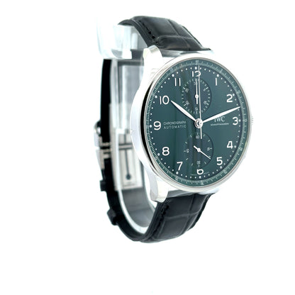 IWC Portugieser Stainless Steel Chronograph Green IW371615 - Beverly Hills Watch Company