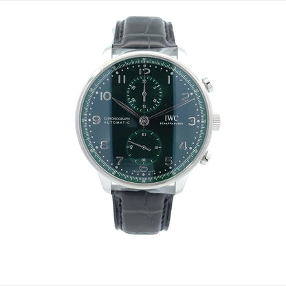 IWC Portugieser Stainless Steel Chronograph Green IW371615 - Beverly Hills Watch Company