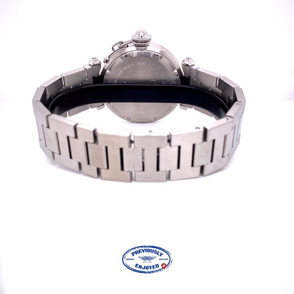 Cartier Pasha C 35MM Stainless Steel Automatic White Dial Big Date Bracelet W31074M7 0LKY92 - Beverly Hills Watch Company Watch Store