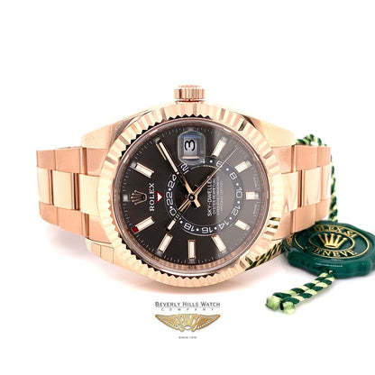 Rolex Sky Dweller Dark Rhodium Dial Everose Gold 326935 0LQX87 - Beverly Hills Watch Company