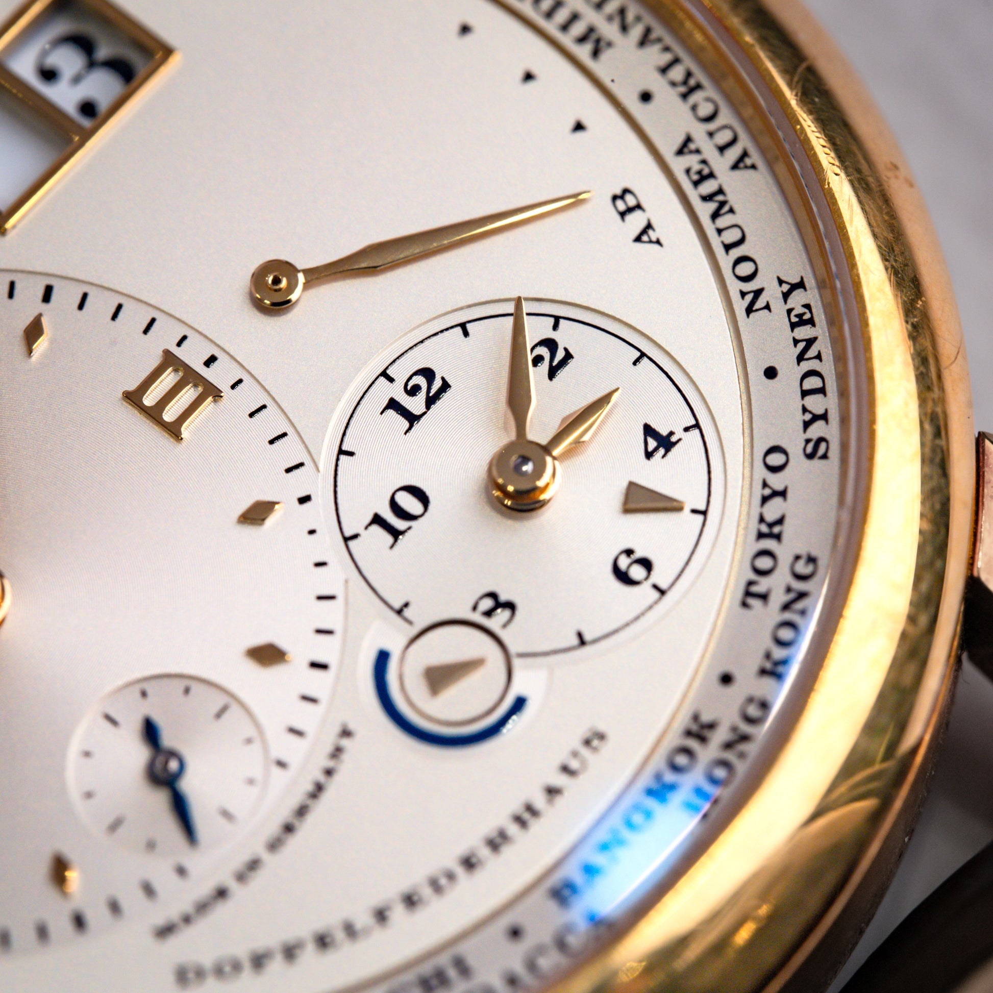 A. Lange & Sohne Lange 1 Time Zone 41.9mm Yellow Gold 116.021 - Beverly Hills Watch Company