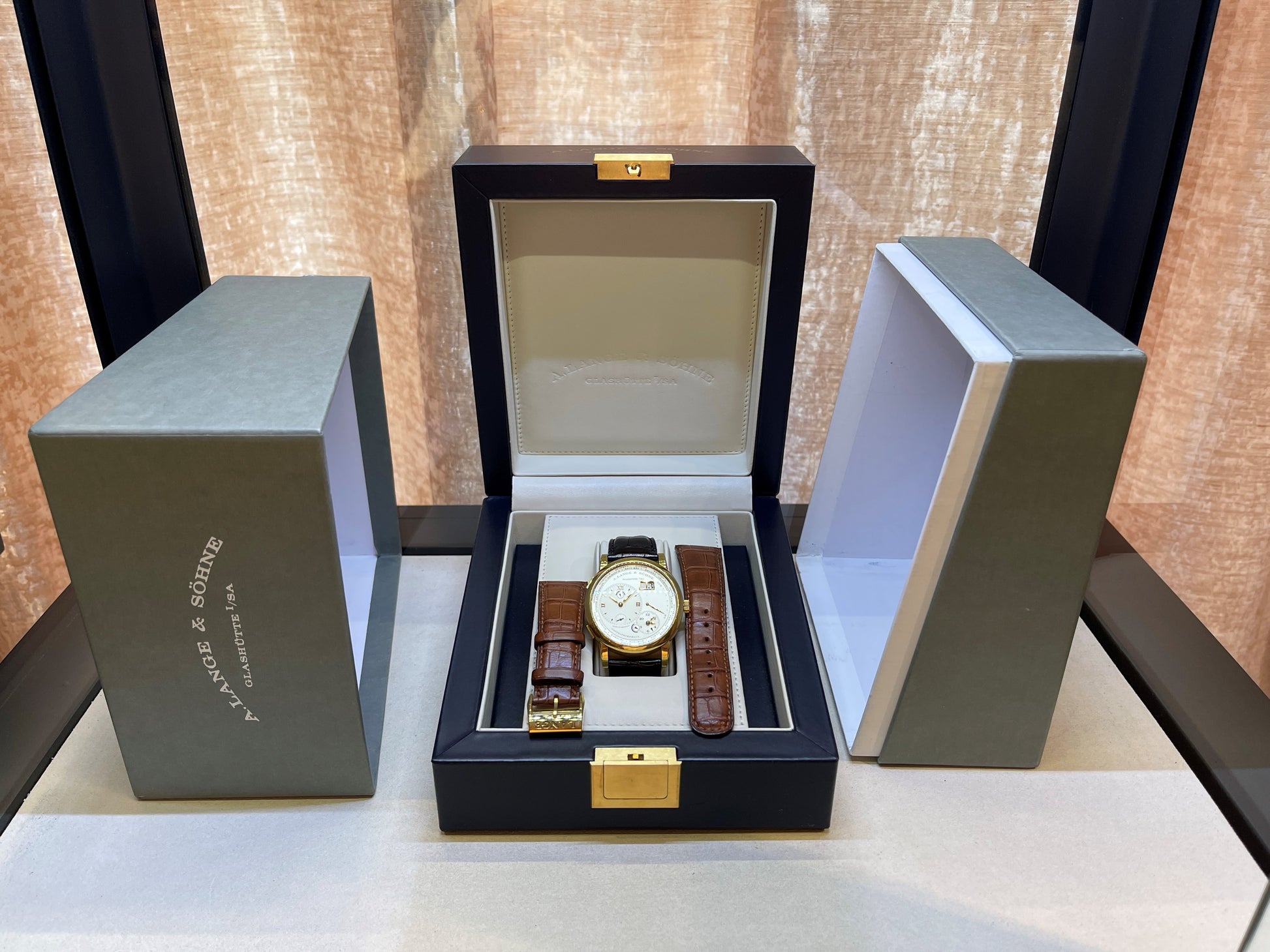 A. Lange & Sohne Lange 1 Time Zone 41.9mm Yellow Gold 116.021 - Beverly Hills Watch Company
