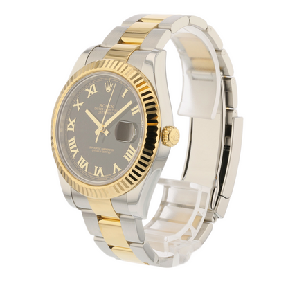 Rolex Datejust II 41mm Stainless Steel and Yellow Gold Black Dial Gold Roman 116333