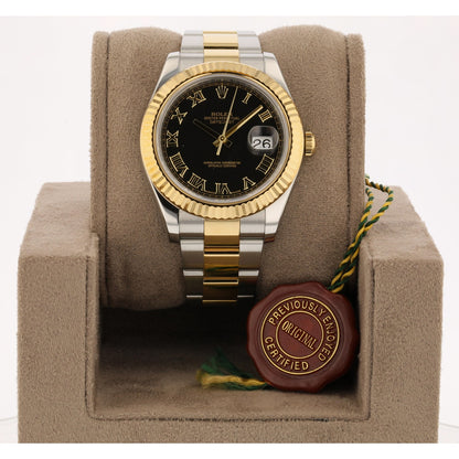 Rolex Datejust II 41mm Stainless Steel and Yellow Gold Black Dial Gold Roman 116333
