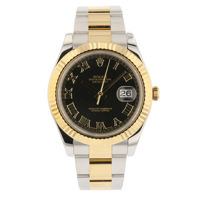 Rolex Datejust II 41mm Stainless Steel and Yellow Gold Black Dial Gold Roman 116333