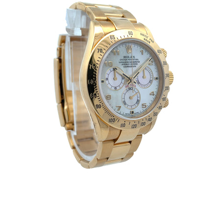 Rolex Daytona Yellow Gold Mother of Pearl Dial 116528 - Beverly Hills Watch Company