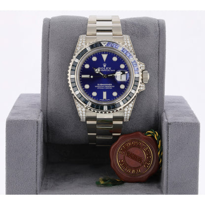 Rolex Submariner Date White Gold Blue Dial Sapphire Diamond Bezel 116659SABR