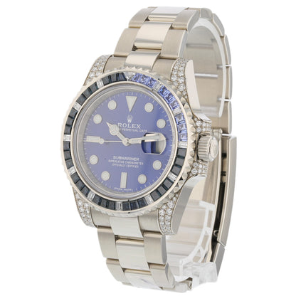 Rolex Submariner Date White Gold Blue Dial Sapphire Diamond Bezel 116659SABR