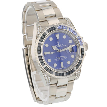 Rolex Submariner Date White Gold Blue Dial Sapphire Diamond Bezel 116659SABR