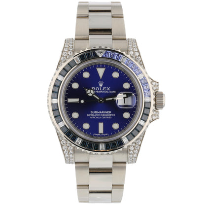 Rolex Submariner Date White Gold Blue Dial Sapphire Diamond Bezel 116659SABR