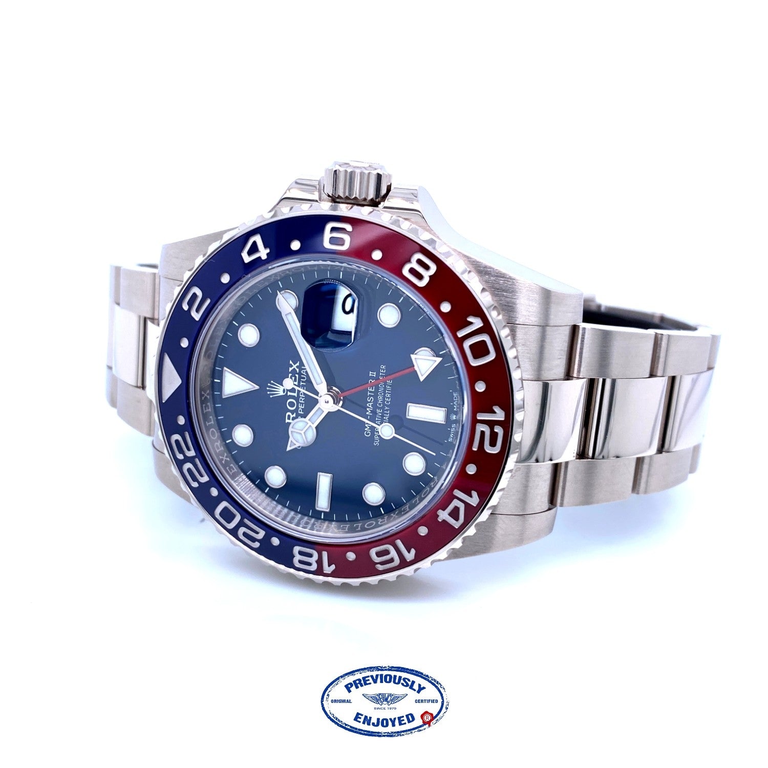 Rolex GMT Master II 40mm Pepsi Blue Dial White Gold 126719BLRO - Beverly Hills Watch CompanyRolex GMT Master II 40mm Pepsi Blue Dial White Gold 126719BLRO - Beverly Hills Watch Company