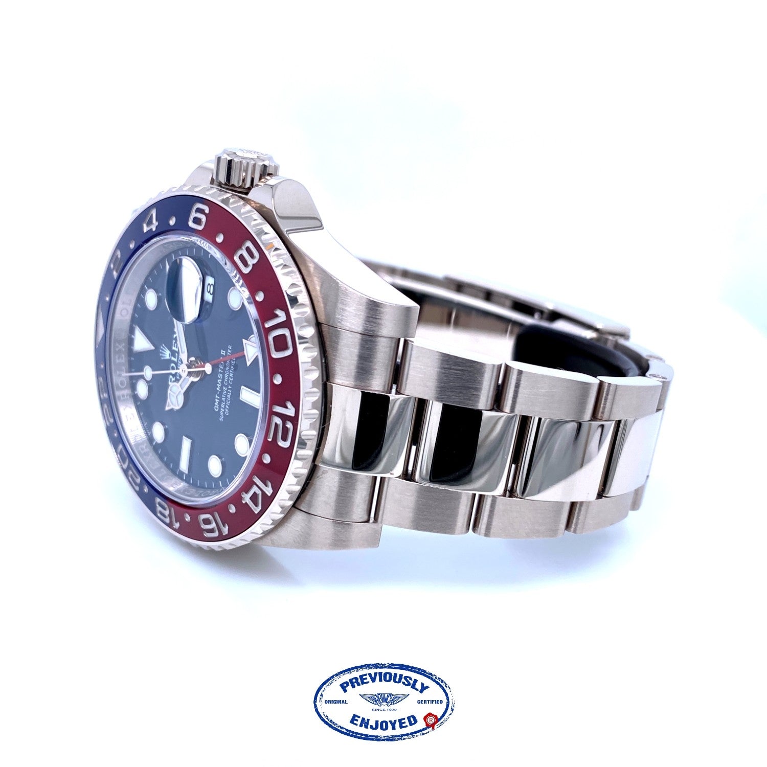 Rolex GMT Master II 40mm Pepsi Blue Dial White Gold 126719BLRO - Beverly Hills Watch Company