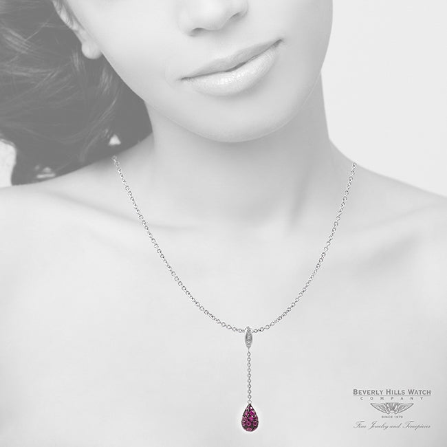 Pendant in 18k White Gold and Rubies PDW5204DR 1345 - Beverly Hills Watch Company