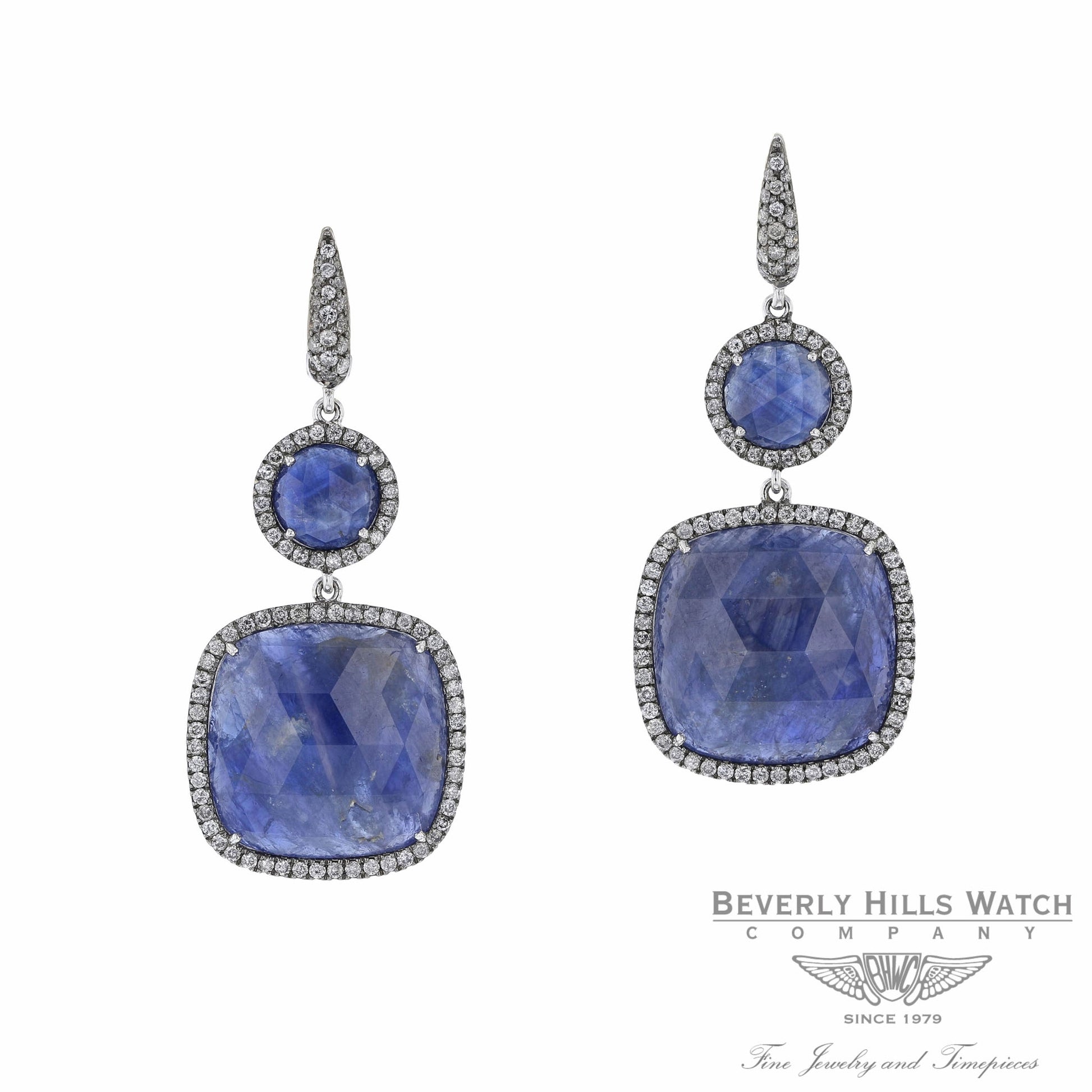 Blue Matrix Sapphire Diamond Drop Earrings HSNZ2N - Beverly Hills Watch