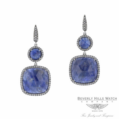 Blue Matrix Sapphire Diamond Drop Earrings HSNZ2N - Beverly Hills Watch