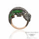 18k Rose Gold Alligator Catseye Silver Diamond Tsavorites Ring UXQ47F - Beverly Hills Watch