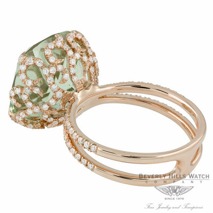 Designs by Naira 18k Rose Gold Green Quartz Lace Diamond Ring BG P 11370 ZD.GQR DCXQJZ - Beverly Hills Jewelry Store