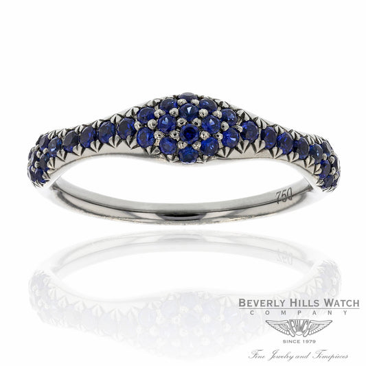 18k White Gold Blue Sapphire Ring XYBZEZ - Beverly Hills Watch