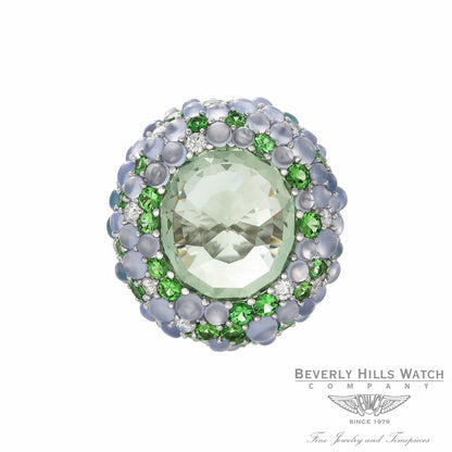 Naira & C Green Quartz Diamond Ring with Tsavorites and Chalcedony SHPJVF - Beverly Hills Watch