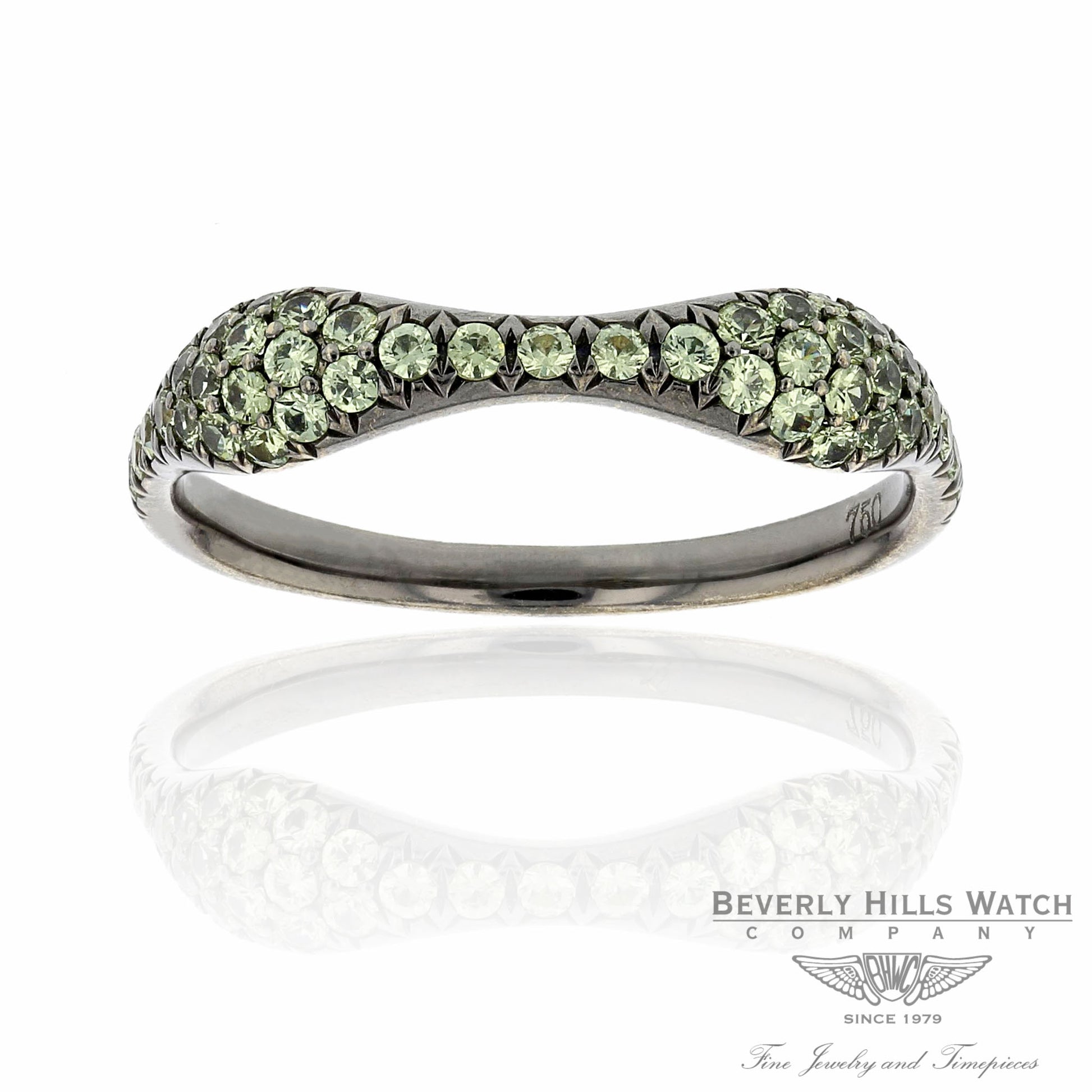 18k White Gold Demoantoid Garnet Ring 5TKKAP - Beverly Hills Watch