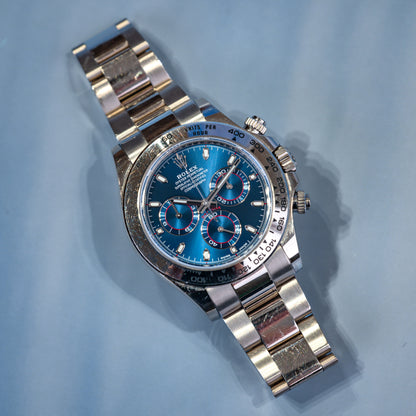 Rolex Daytona Chronograph White Gold Blue Dial 116509 - Beverly Hills Watch Company