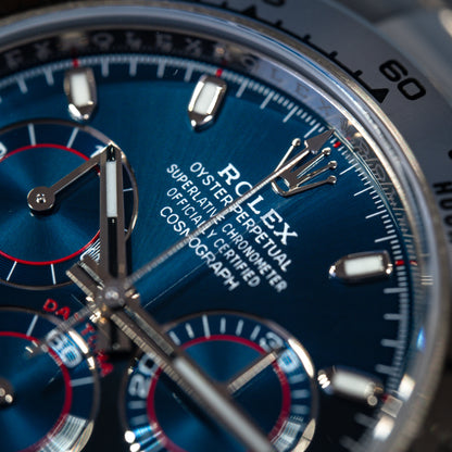 Rolex Daytona Chronograph White Gold Blue Dial 116509 - Beverly Hills Watch Company