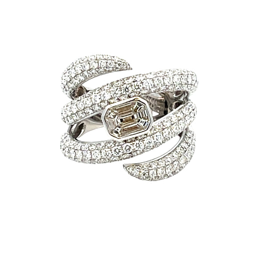 18k White Gold Natural Diamond Pavé Wrap Cocktail Ring
