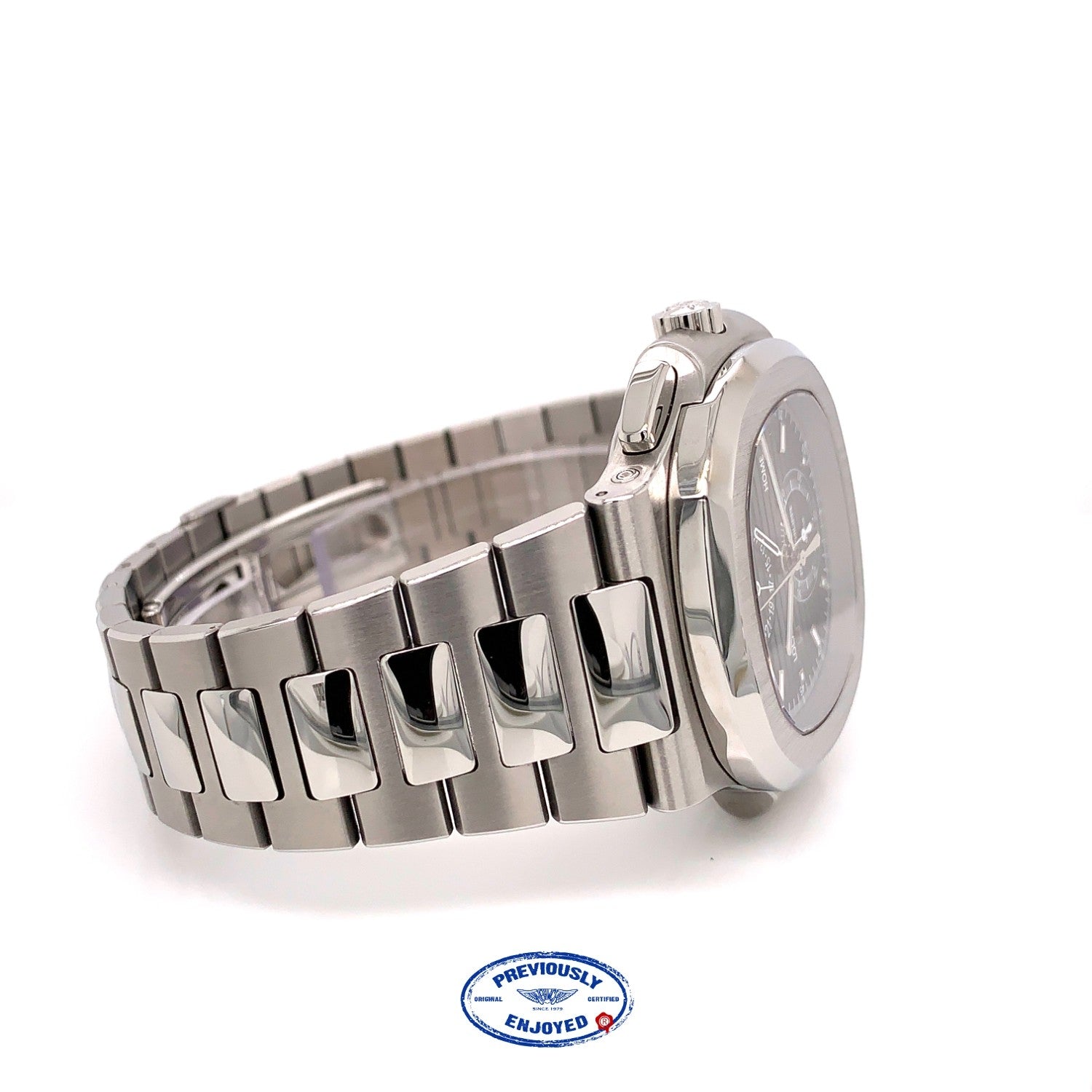 Patek Philippe Nautilus Travel Time Chronograph Stainless Steel Black Dial 5990/1A-001 Q63J53 - Beverly Hills Watch Company Watch Store