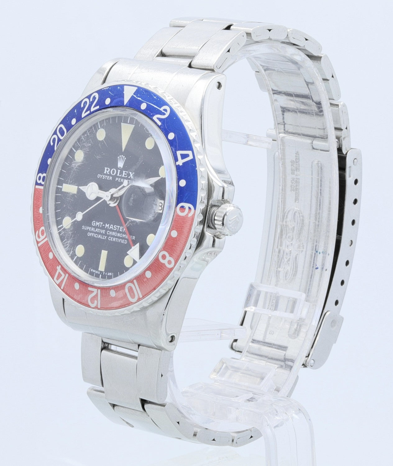 Rolex GMT Master Stainless Steel Blue and Red 'Pepsi' Bezel 1675 - Beverly Hills Watch Company
