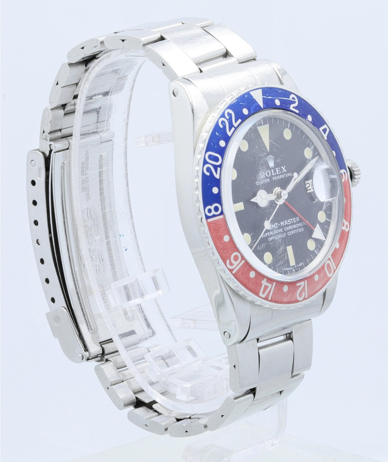 Rolex GMT Master Stainless Steel Blue and Red 'Pepsi' Bezel 1675 - Beverly Hills Watch Company