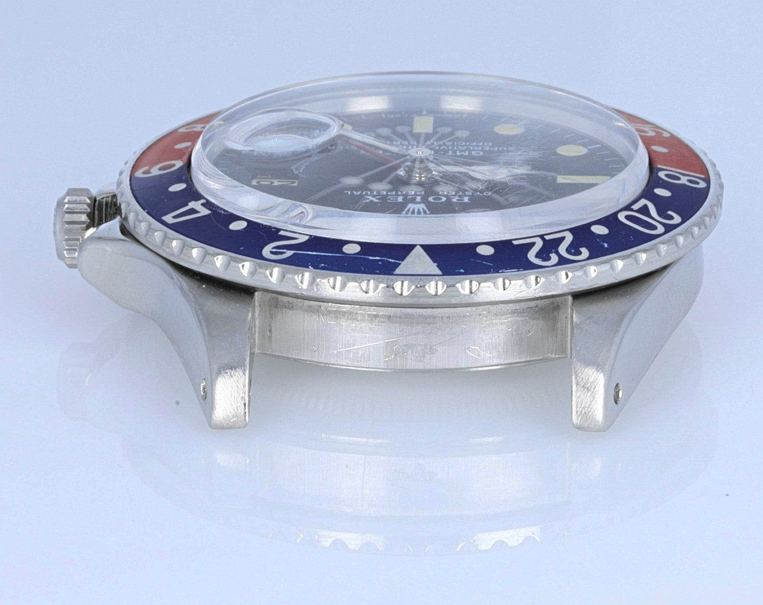 Rolex GMT Master Stainless Steel Blue and Red 'Pepsi' Bezel 1675 - Beverly Hills Watch Company
