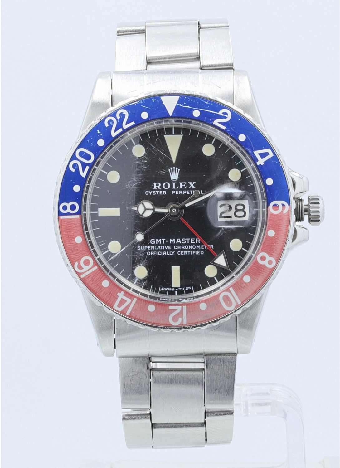 Rolex GMT Master Stainless Steel Blue and Red 'Pepsi' Bezel 1675 - Beverly Hills Watch Company