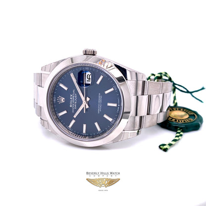 Rolex Datejust 41mm Smooth Bezel Blue Dial 126300 1N5U1V - Beverly Hills Watch Company