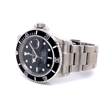 Rolex Submariner Date Stainless Steel Black Dial Oyster Bracelet 16610 1QXVJN - Beverly Hills Watch Company