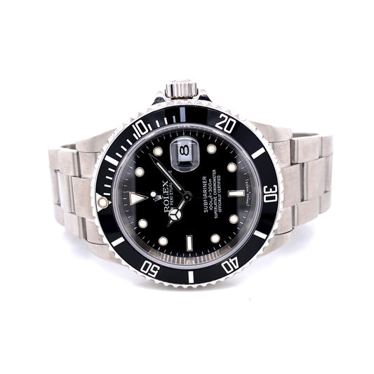 Rolex Submariner Date Stainless Steel Black Dial Oyster Bracelet 16610 1QXVJN - Beverly Hills Watch Company
